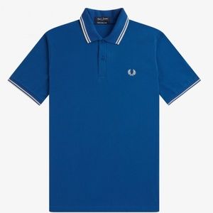 Fred Perry M12 Polo Shirt in Royal Tipping Collar Size 40" - MSRP $110 - BNWT